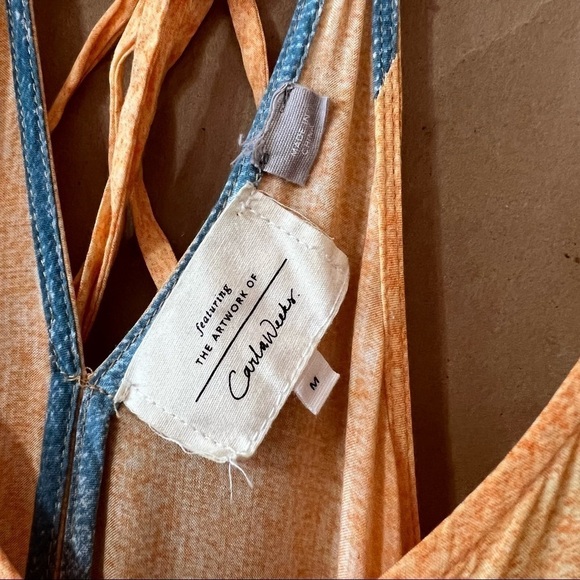 Anthropologie x Carla Weeks Setting Sun Maxi Dress Sunset Tiered Strappy Size M - Picture 3 of 15